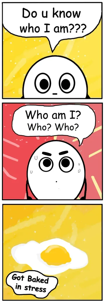 An egg gets cooked while thinking about its purpose of life. thug life theme.