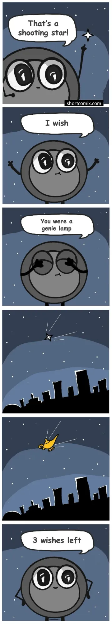 A kid sees a shooting star in the night sky and makes a wish.